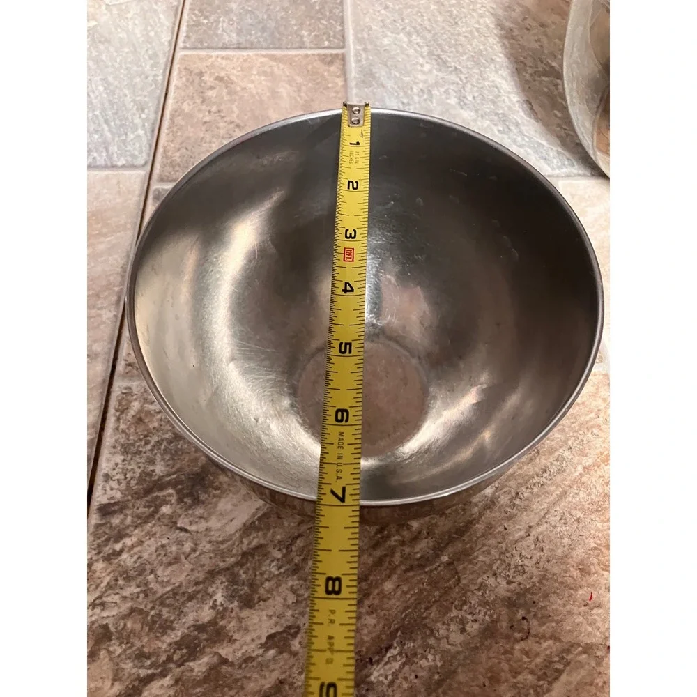 3 Piece Stainless Steel Nesting Mixing Bowl Set Polished Silver Kitchen Prep